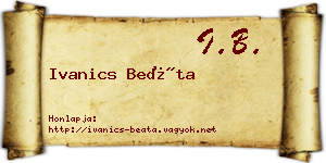 Ivanics Beáta névjegykártya