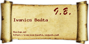 Ivanics Beáta névjegykártya
